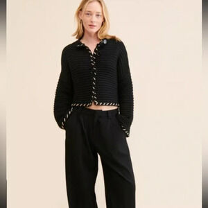 Saemdi Textured Knit Bell Sleeve Cardigan for free people